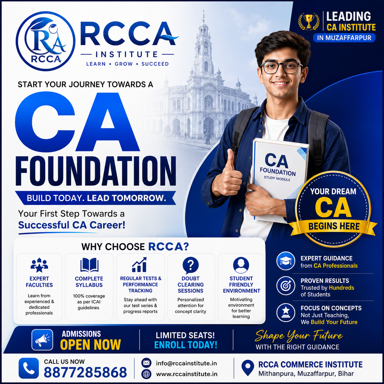 Best CA foundation coaching centre in muzaffarpur - RCCA Commerce Institute leading classes for ICAI exams