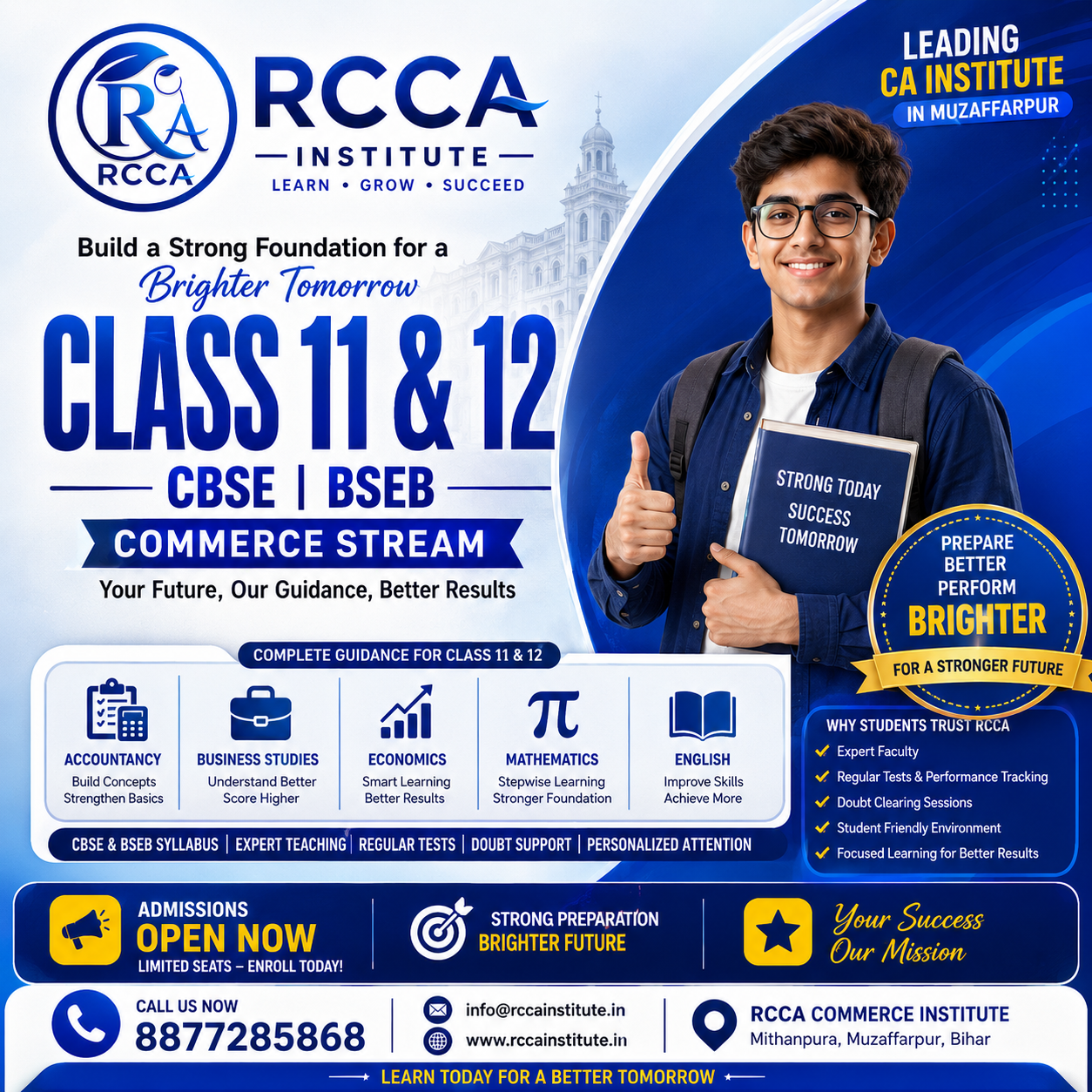 Best Class 11 and 12 BSEB and CBSE Commerce Coaching in Muzaffarpur at RCCA Institute